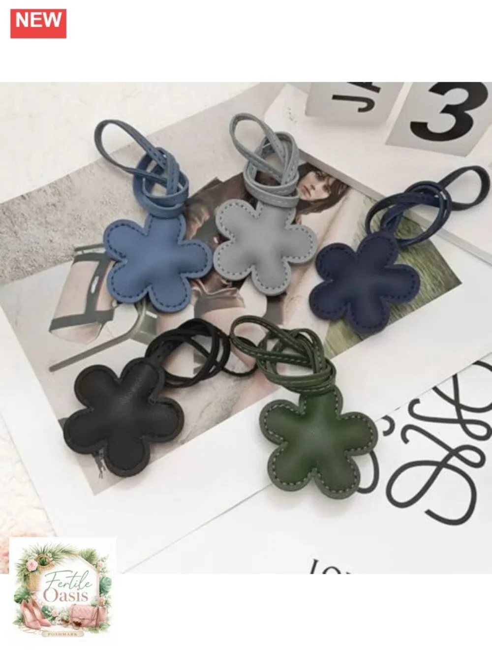 Leather Flower Charms Keychain Cute Colorful Floral Bag Pendant Accessories